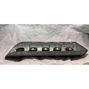 Metal Farmhouse Centerpiece Vintage Scoop 4 Votive Candle Holder